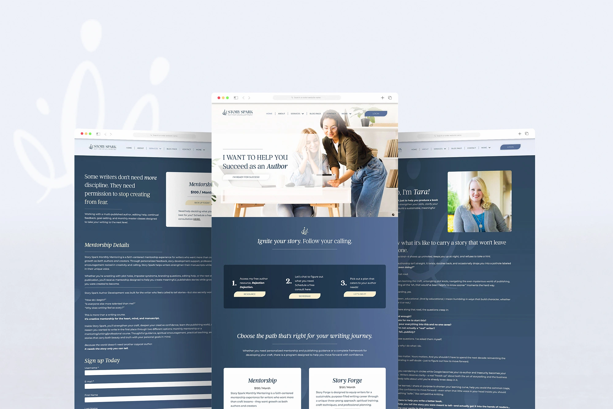 Author Dev Site web page layout